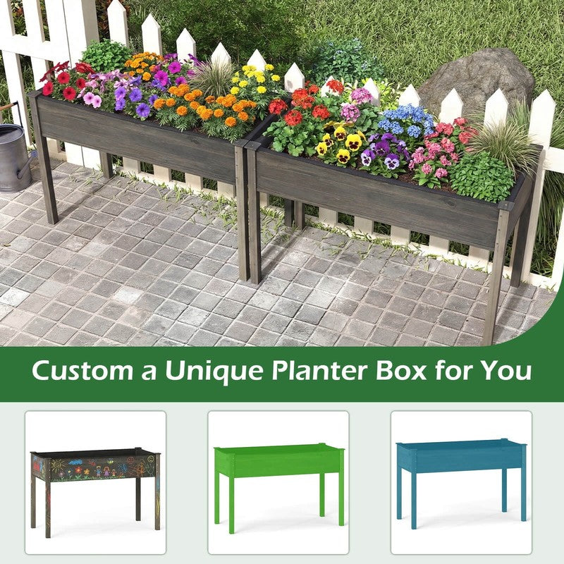 Wooden Raised Vegetable Garden Bed Elevated Grow Vegetable Planter Gray8