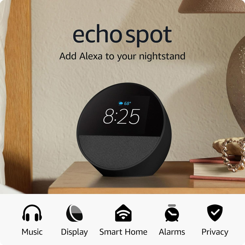 Echo Spot Smart Alarm Clock with Alexa - Perfect for Nightstands & Offices7
