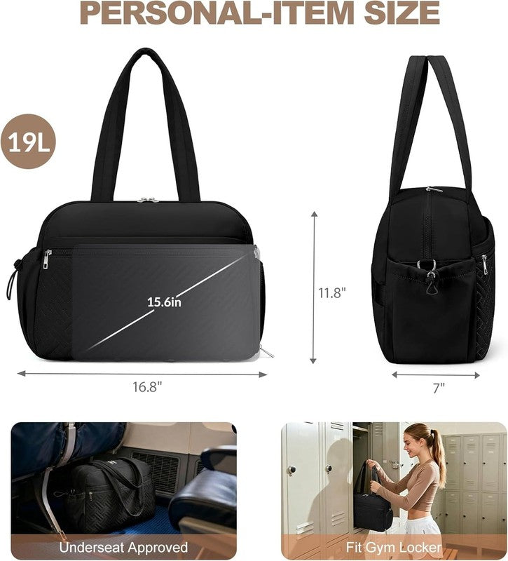 Gym Bag Women Lightweight Duffle Shoe Wet Compartment Yoga Travel Black5