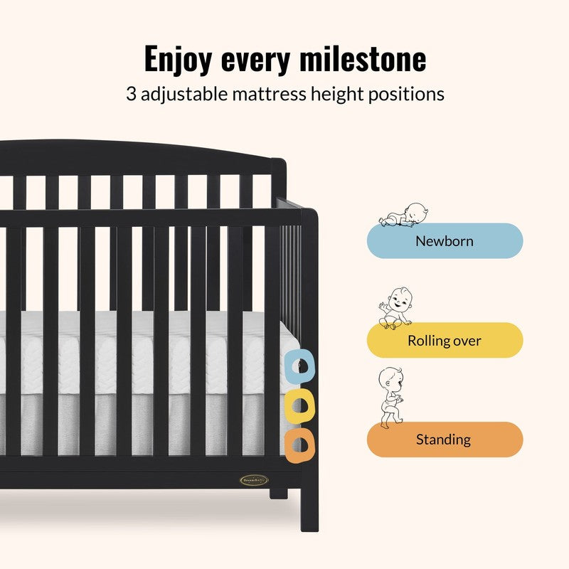 Odelle 5-in-1 Convertible Crib Toddler Day Kids Full Bed Matt Black3