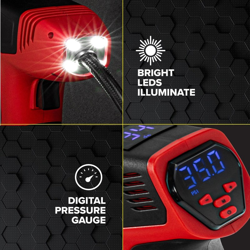 150 PSI Tire Inflator  Portable Electric Air Compressor for Car Bike, LED, 12V 8