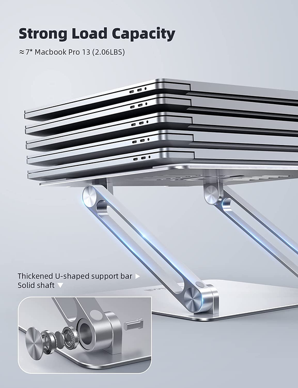 Adjustable Aluminum Laptop Stand Foldable Riser Desk Holder 10 17.3" Silver4