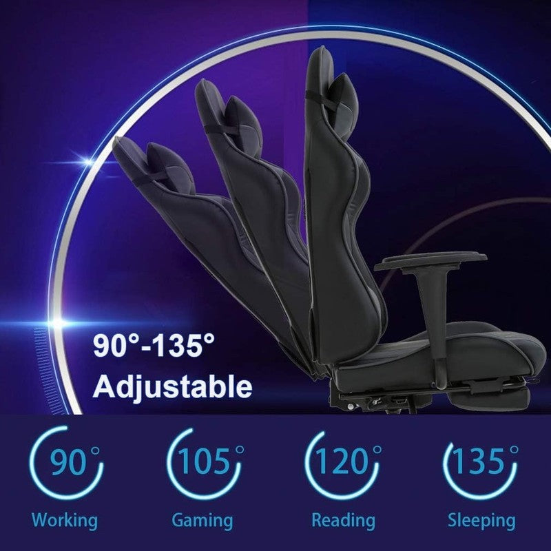 Ergonomic High-Back Gaming Chair with Lumbar Support - Grey PU Leather7