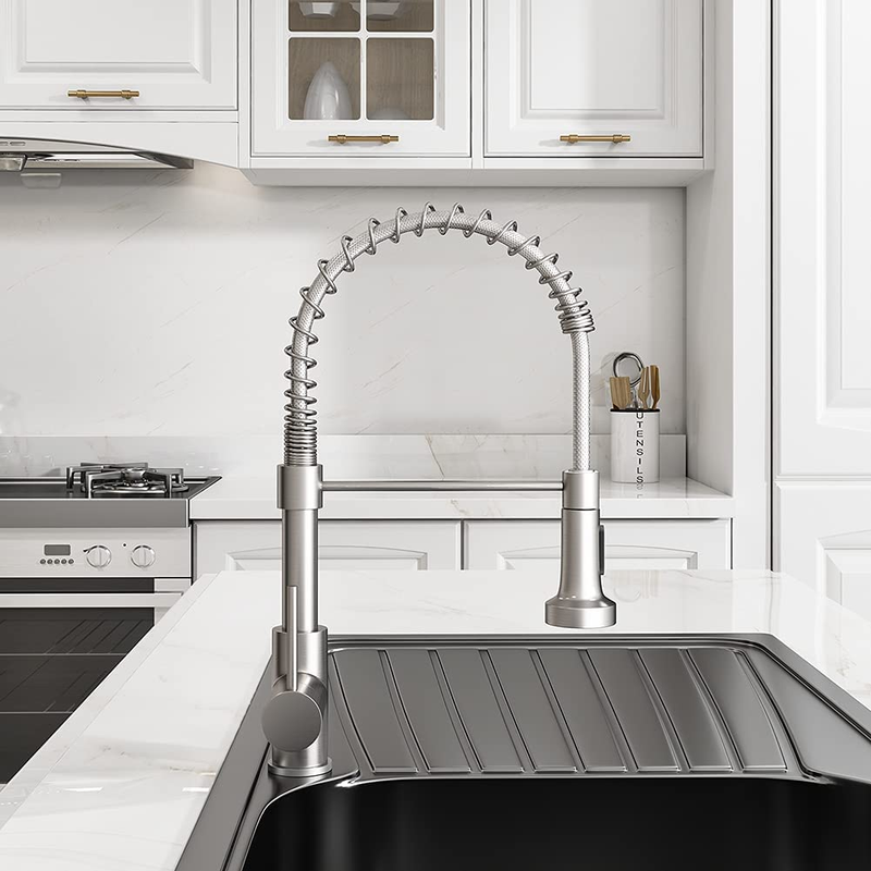 Kitchen Faucet Pull Down Sprayer Brushed Nickel 1 3 Hole Dual Function7