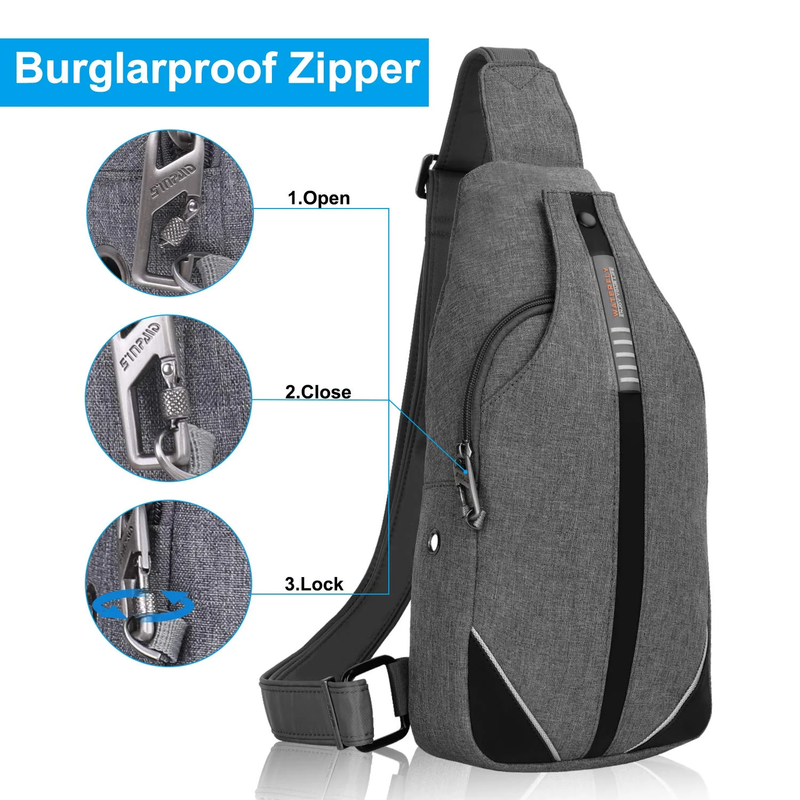 Unisex anti Theft Travel Hiking Walking Sling Cross Body Shoulder Chest Bag,Gray1