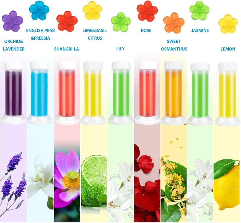 Toilet Gel, 120 Count 9 Kinds of Scent Toilet Gel Stamp Toilet Bowl Cleaners1