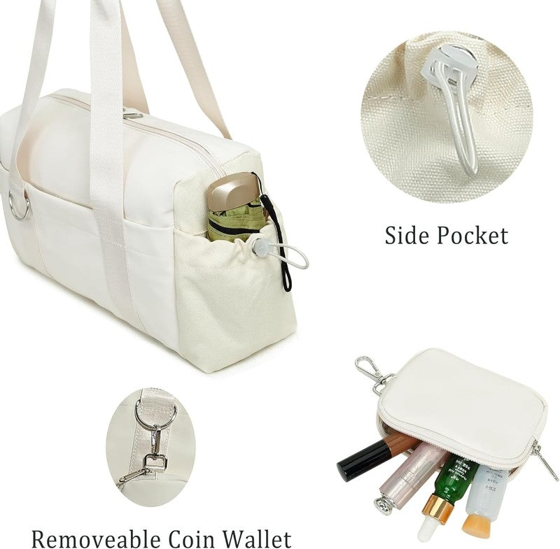 Everyday Mini Gym Bag Women 2.0 Tote Waterproof Travel Duffle Beige Coin Wallet4