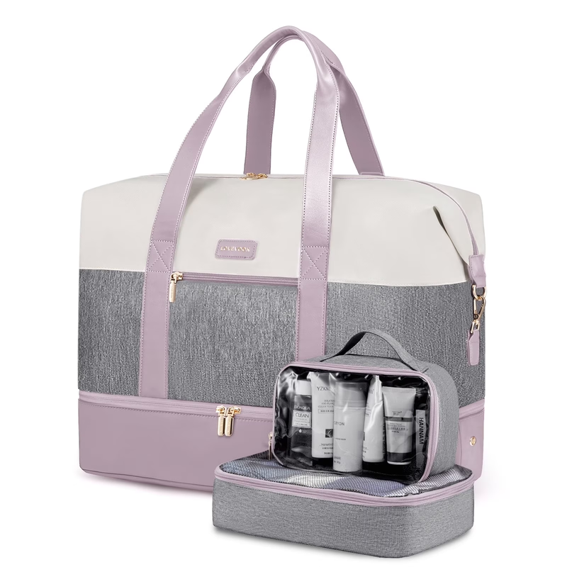 Women Travel Duffel Bag Large Weekender Gym Bag Shoe Compartment Packing Cubes6