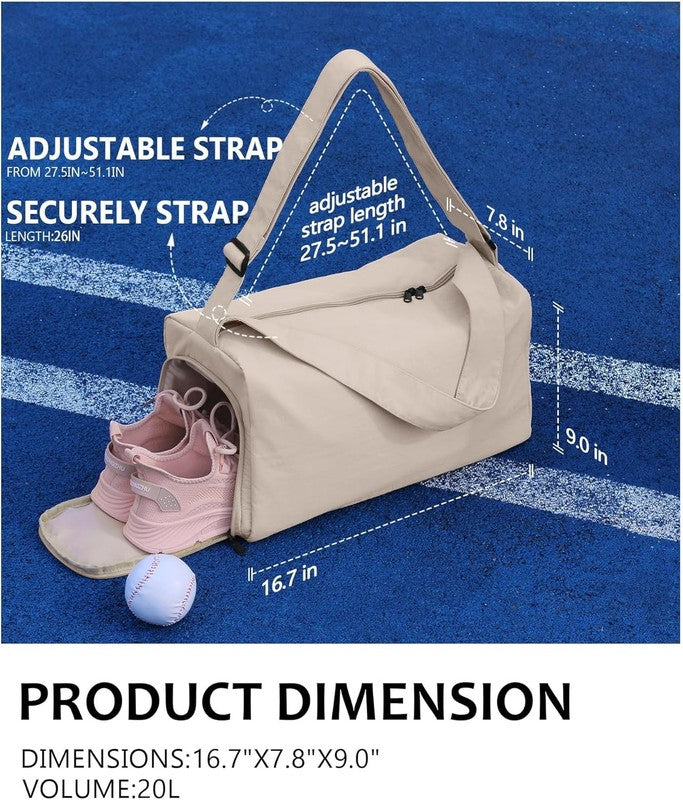 Small Gym Bag Shoes Compartment Duffle Travel Bag Wet Pocket Yoga Pilates Swim2