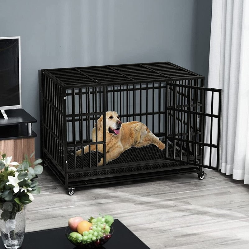 Heavy Duty Indestructible High Anxiety Dog Crate Cage for Outdoor and Indoor wit4