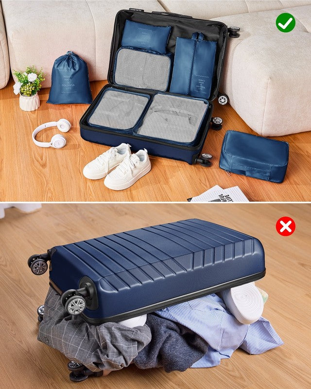 3 Piece Luggage Sets Travel Suitcase Set with 7PCS Organizer Bags, Navy Blue4