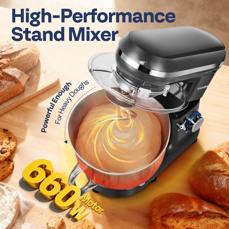 660W Stand Mixer 10 Speed 6Qt Tilt Head Kitchen Mixer Gray1