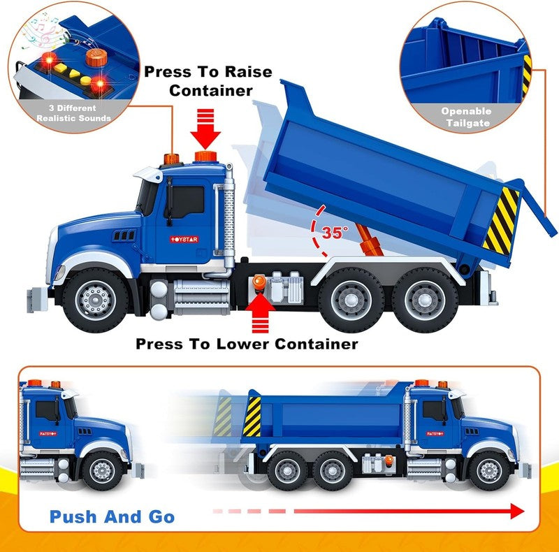 Large Dump Truck Toy with Sound and Lights for Boys and Girls Ages 3 7 Indoor Ou1