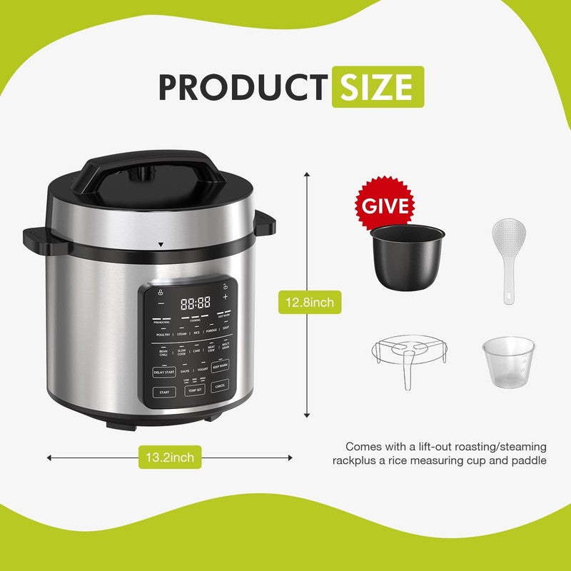 6Qt Electric Pressure Cooker Multi-Use Stainless Steel Instant Cooker5
