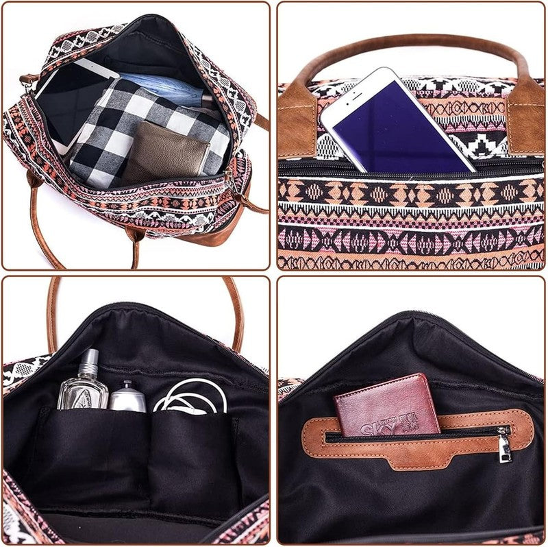 Canvas Weekender Duffle Bag Multi Carry On Travel Tote w/ Shoe Pouch5