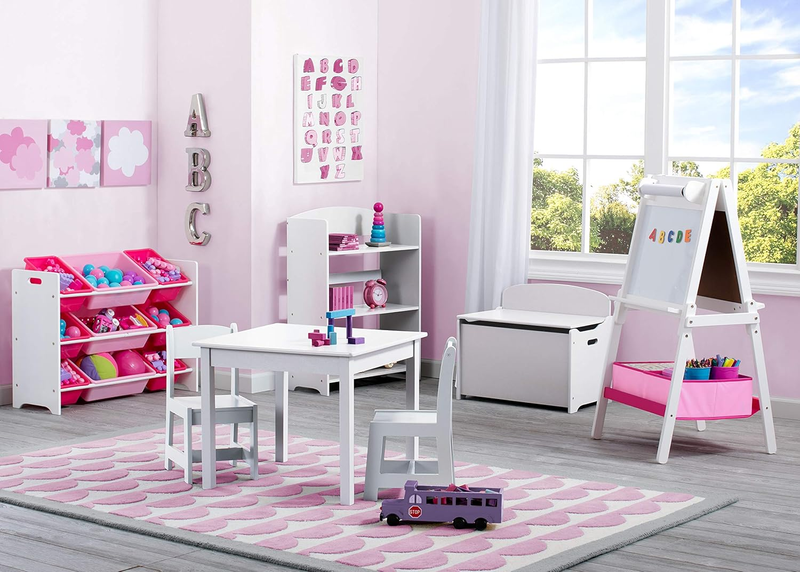 Mysize Kids Wood Table & 2 Chairs 3pc Bianca White Greenguard Gold6