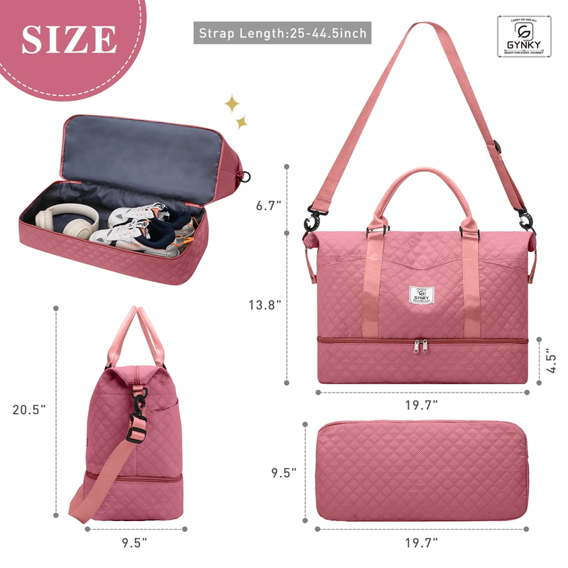 Travel Duffle Bag Weekender Bags for Women with Shoe Compartment Carry on Overni3