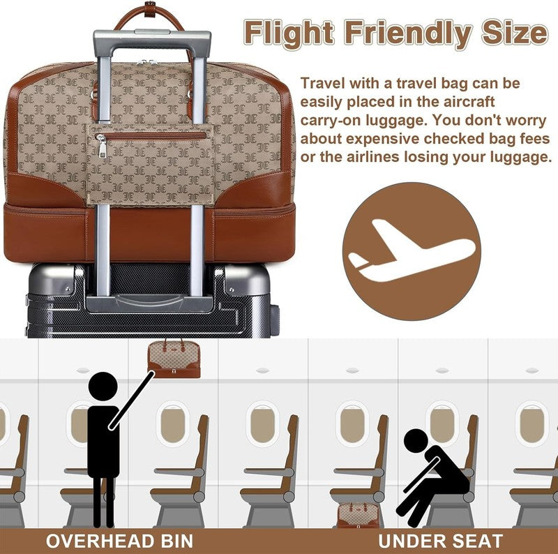 Women’s Weekender Travel Duffel Bag Carry On w/ Shoe Compartment Large Nylon4