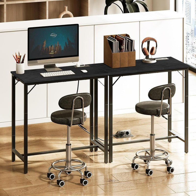 Bar Table with Charging Station High Top Counter Pub Table Black5