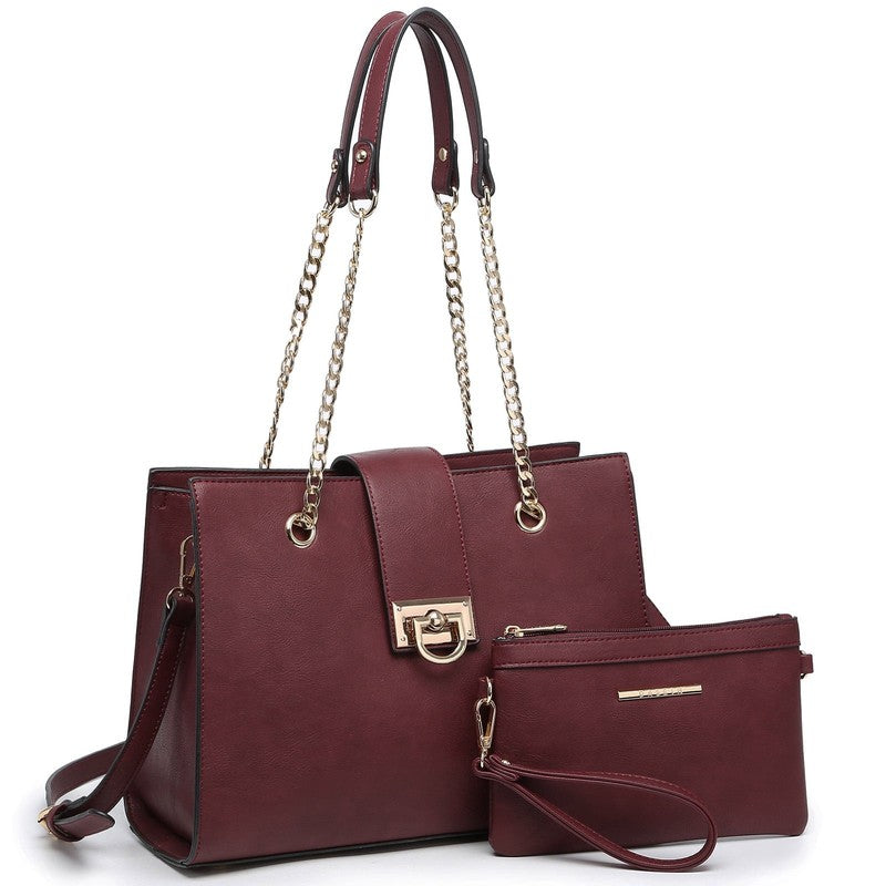 Women Hobo Bag Vegan Leather Tote Chain Shoulder Satchel Bag with Clutch5