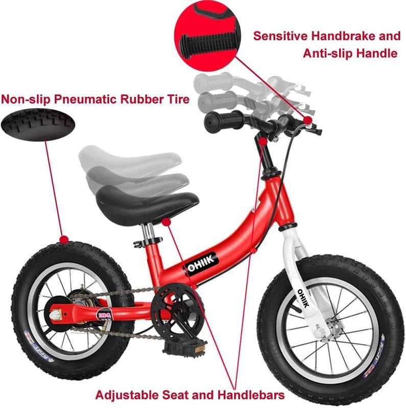 2-in-1 Kids Balance Bike to Pedal Bike 12-16 Inch Training Wheels Brakes2