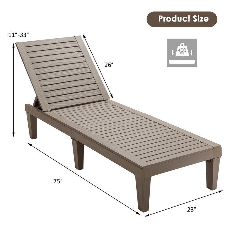 Patio Outdoor Chaise Lounge Chair Recliner W/ Adjustable Backrest Brown2