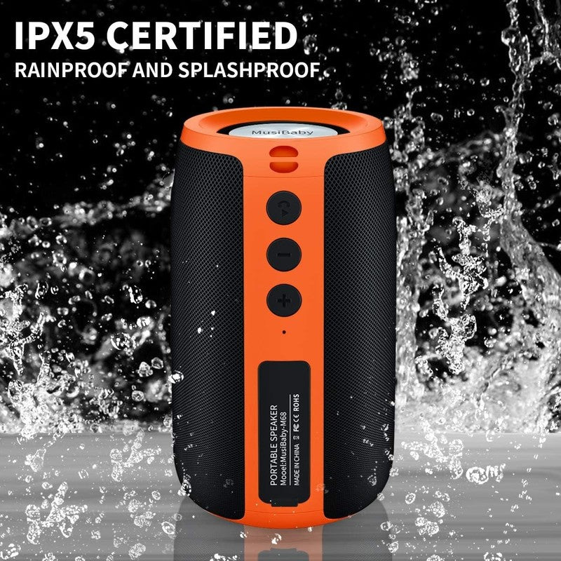 Musibaby 24H Bluetooth Speaker, Waterproof, Dual Pairing, Deep Bass, Orange5