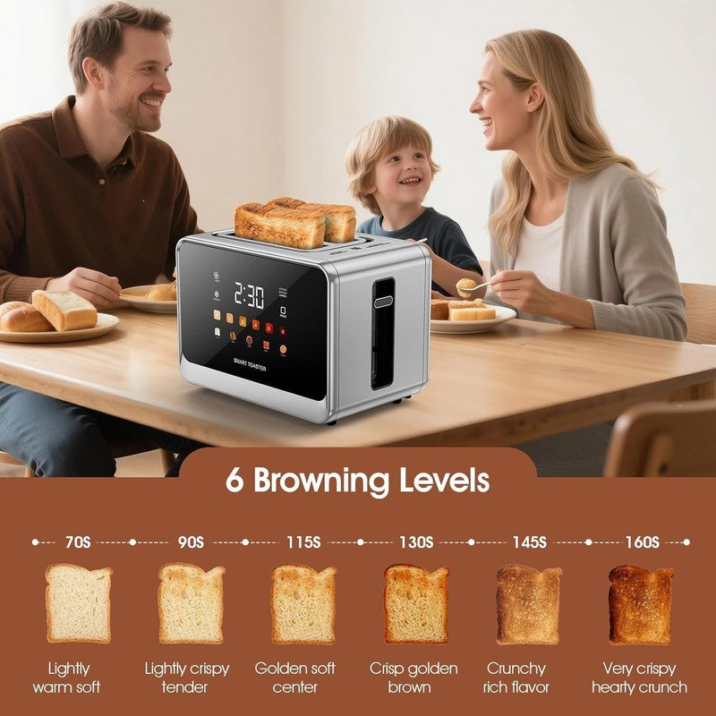 2-Slice Touch Screen Toaster Stainless Steel 6 Bread Types 6 Shade Settings LCD6