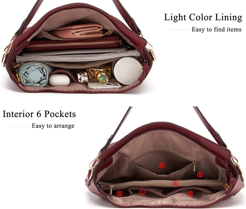 Women Large Crossbody Bag Shoulder Handbag Purse Wallet Set Hobo Tote5