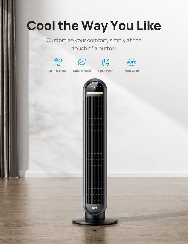 36" Remote Control Tower Fan, 90° Oscillation, 4 Speeds, Quiet & Timer4