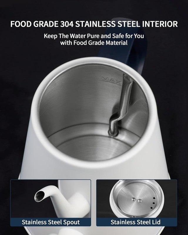 Gooseneck Electric Kettle 1L 1000W 304 Stainless Pour Over Tea White3