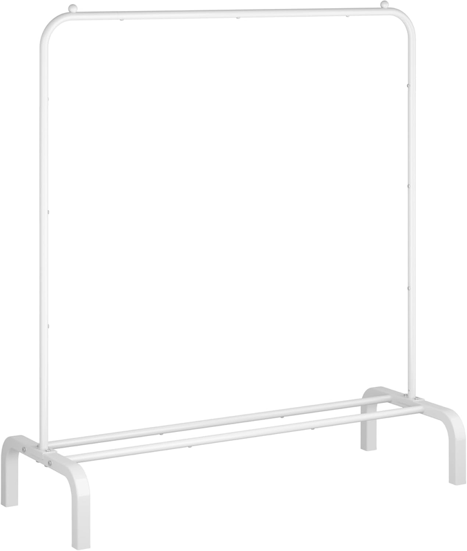 Metal Clothes Rack with Bottom Shelf, Garment Rack for Hanging Clothes White0