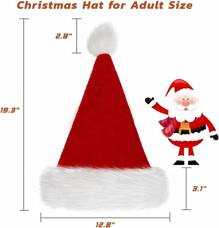 Christmas Hat, Santa Hats for Adults & Kids Red Velvet Comfort Extra Thicken Hol6