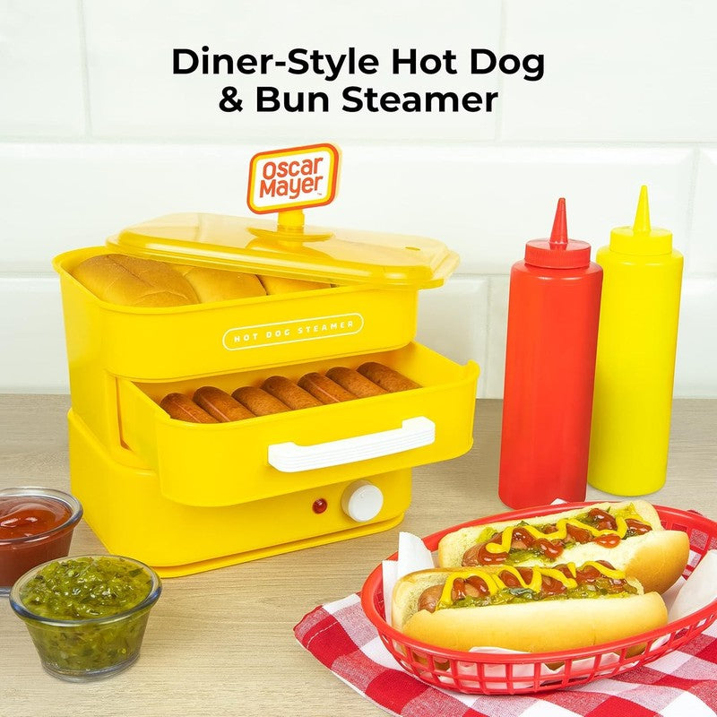 Oscar Mayer Diner-Style Hot Dog Steamer 8 Dog 4 Bun Warmer Yellow1