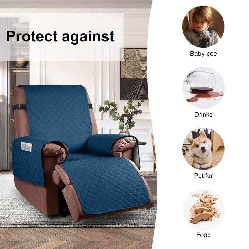 Reversible Recliner Chair Cover Blue Green 25" Washable Slipcover for Pets/Kids7