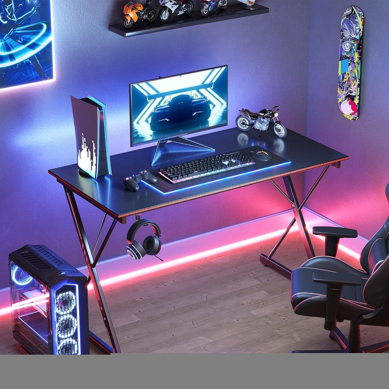 40" Gaming Desk PC Computer Table Carbon Fiber Home Office Workstation w/ Hook1