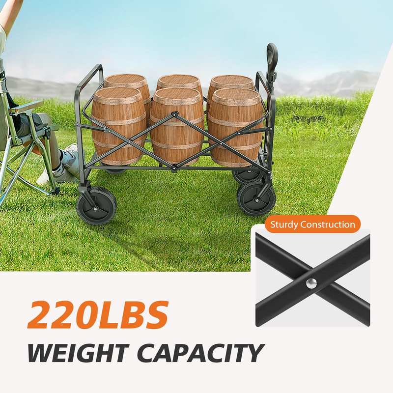 Foldable Cargo Wagon 220LBS, 360° All Terrain Wheels, Blue   One Pack2