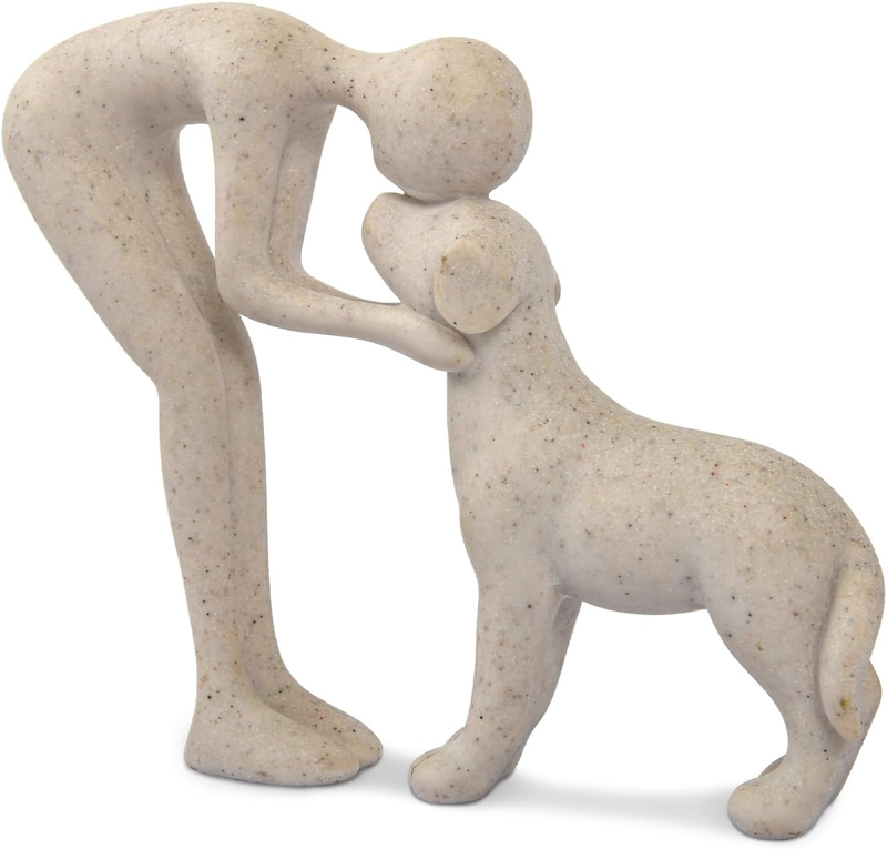 Dog Sculpture Home Decor Cute Man and Dog Statue Decoration for Office、Living Ro10