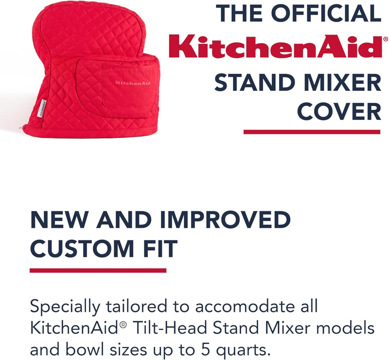 KitchenAid Tilt Head Stand Mixer Cover Quilted Cotton Storage Pocket Red7