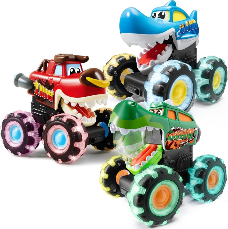 3 Pack Monster Truck Toy - Motion Activated Light up Cars for Toddlers - Monster8