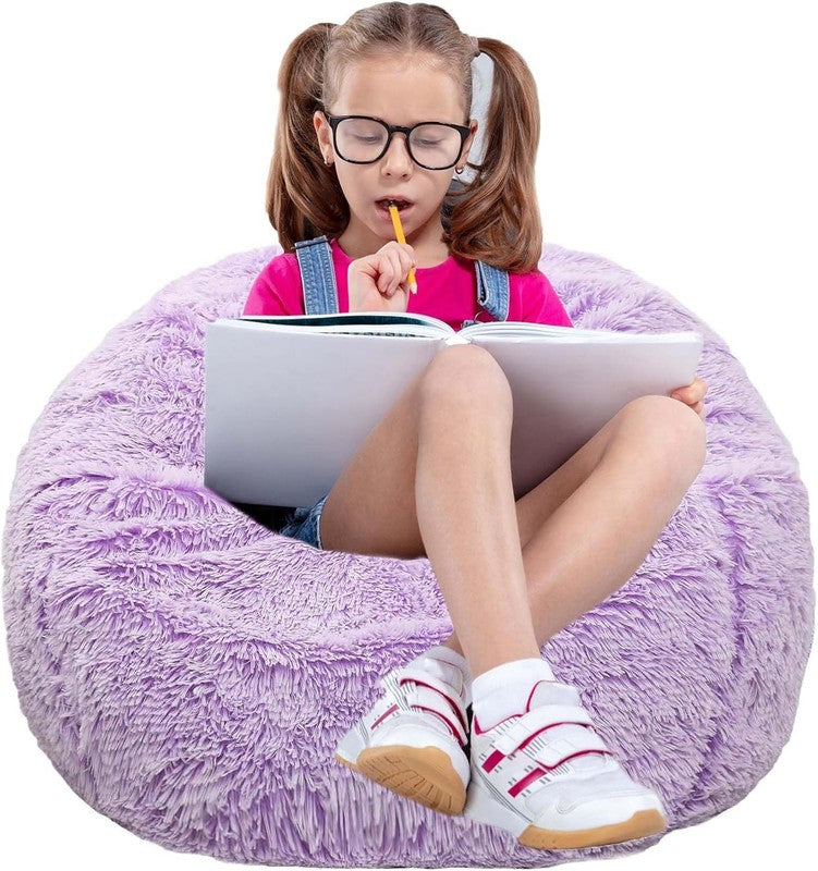 Fluffy Bean Bag Chair for Kids 2.5FT Memory Foam Faux Fur Lavender6