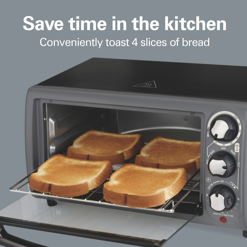 4 Slice Countertop Toaster Oven with 5 Versatile Cooking Modes, Grey1
