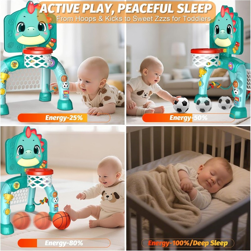 Baby Toy Sports Set Basketball Soccer Music Light Ages 1-33