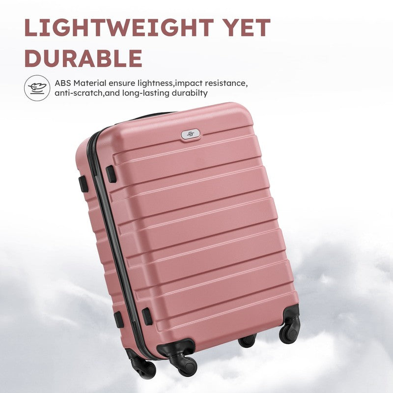 4 Piece Luggage Set Hardside Spinner Suitcase 16 20 24 28 Inch Lightweight Pink2