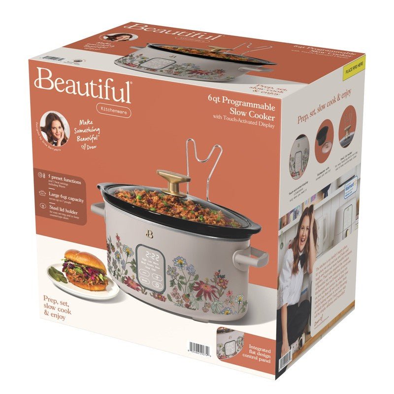 6 Qt Programmable Slow Cooker, Wildflower Porcini Taupe by Drew Barrymore11
