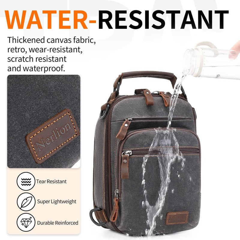 Nerlion Sling Bag Men Waxed Canvas Crossbody Chest Bag Water Resistant Daypack7