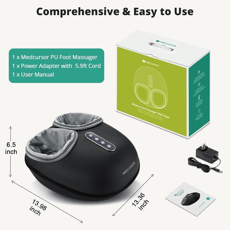 Shiatsu Foot Massager w/ Heat Deep Kneading Pain Relief Fits 13"7