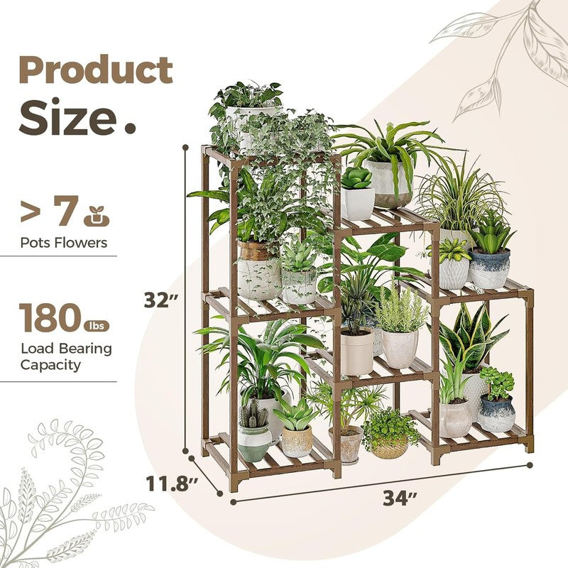 Plant Stand Indoor Plant Shelf Outdoor Wood Plant Rack for Multiple Plants 3 Tie5