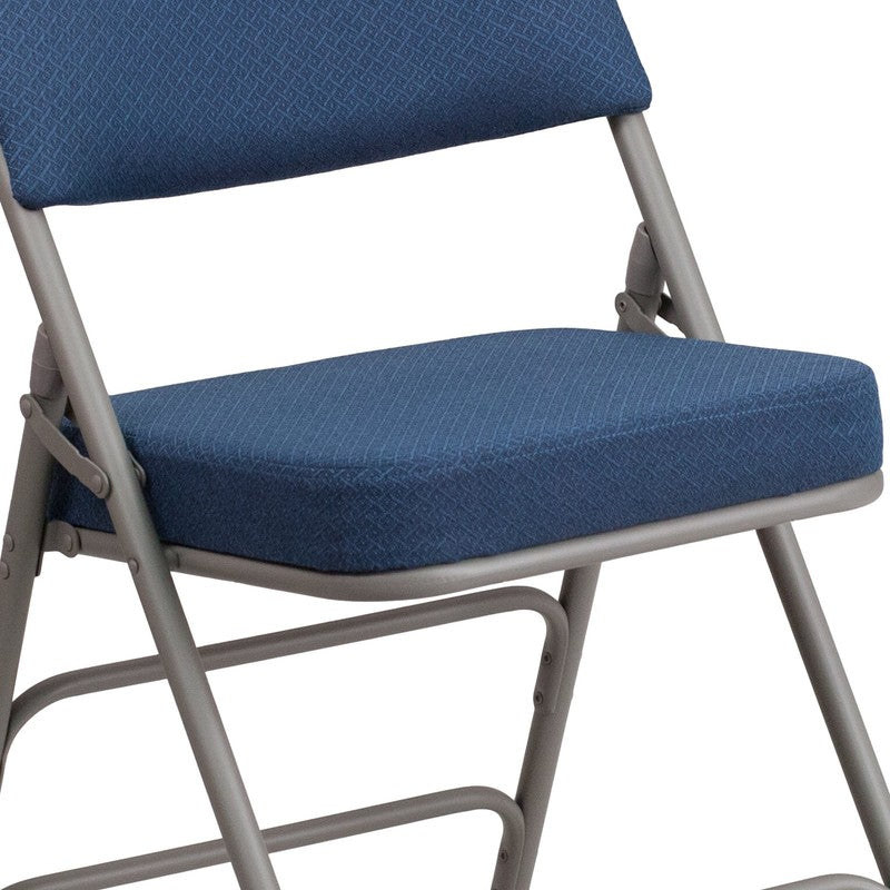 2 Pack HERCULES Series Premium Curved Folding Chairs Navy Fabric8