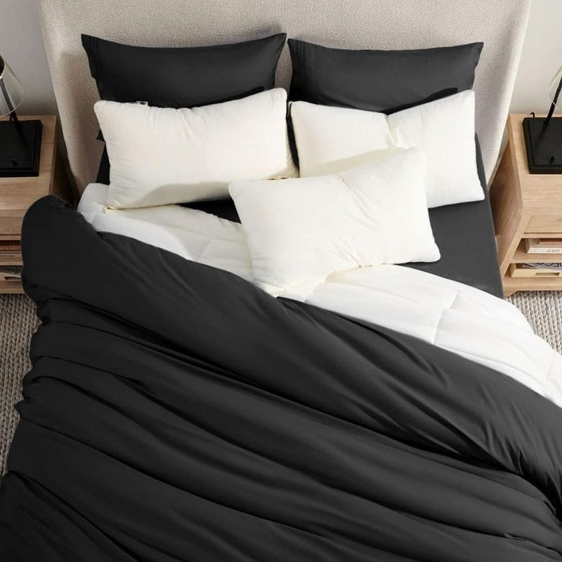 Luxury 1800 Thread Count Microfiber Bed Sheet Set   Queen Black, 4 Pieces2